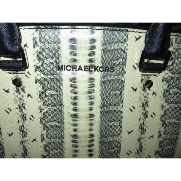 MICHAEL KORS Selma Black & White Snakeskin Embossed Leather Tote - Picture 3 of 14